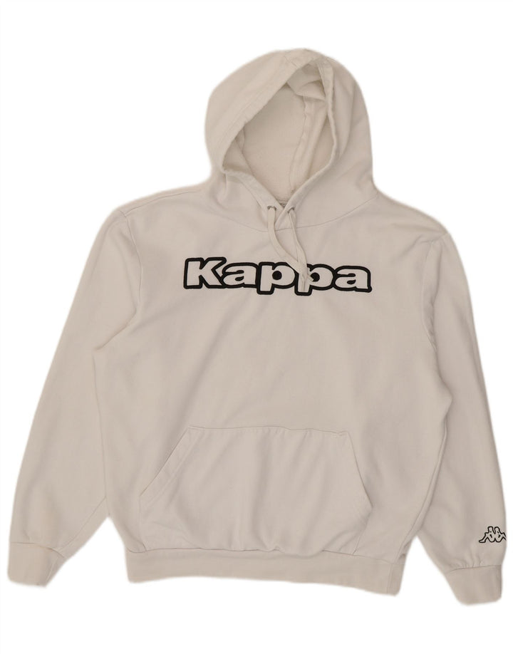 Męski sweter z kapturem Kappa, duży, biały, bawełniany