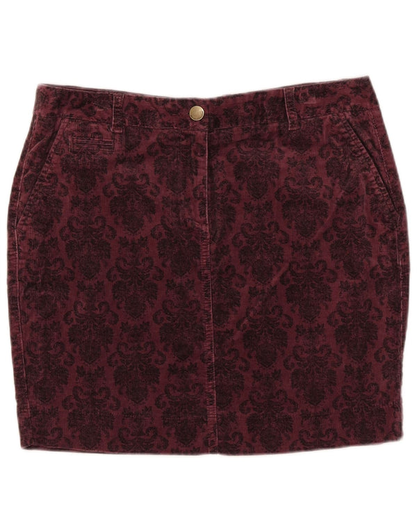 Marks & Spencer Damska spódnica sztruksowa UK 14 Large W33 Burgundowo-kwiatowa