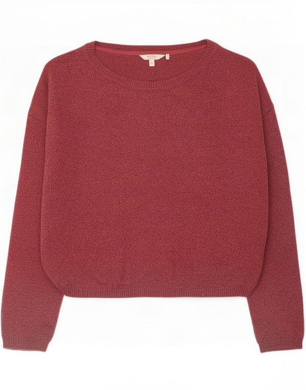Damski sweter oversize Fat Face z dekoltem w łódkę UK 14 Large Burgundy