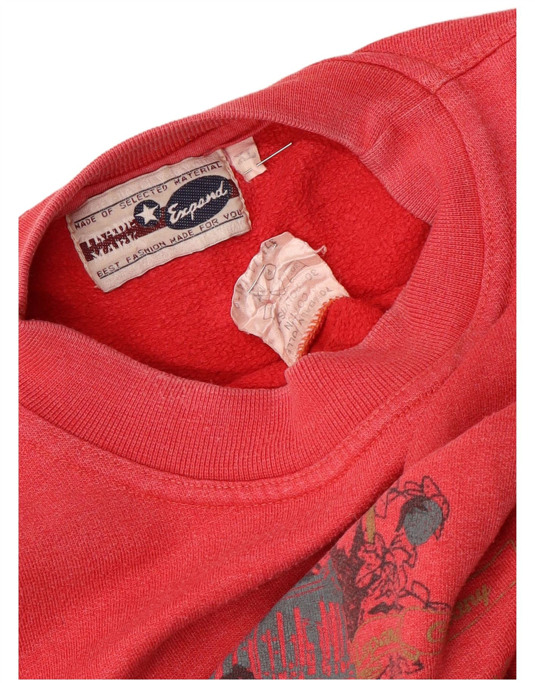 Damska bluza oversize VINTAGE z grafiką UK 18 XL, czerwona bawełna