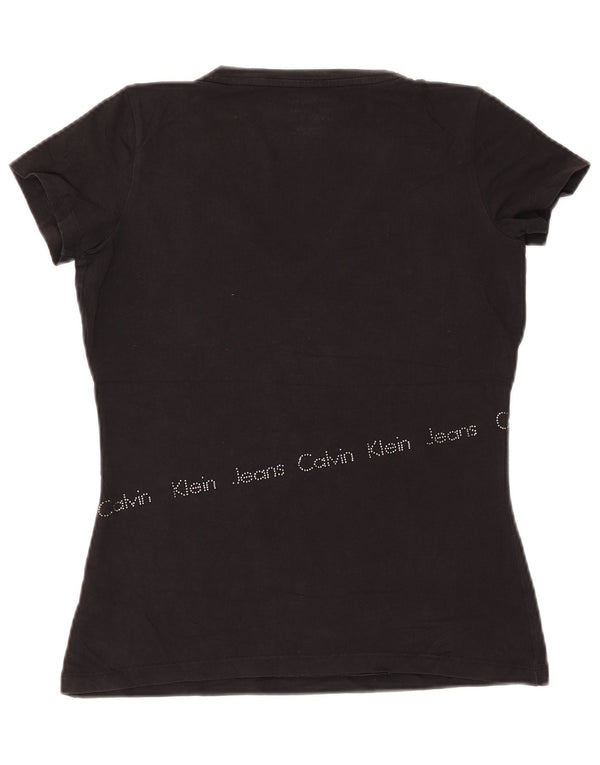 Damski T-shirt z grafiką CALVIN KLEIN JEANS Top UK 12 Średni Czarny