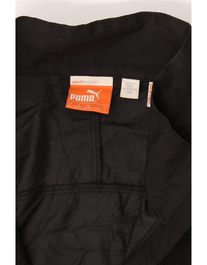 PUMA Mens Zip Neck Pullover Tracksuit Top Large Black Polyester Vintage Puma and Second-Hand Puma from Messina Hembry 