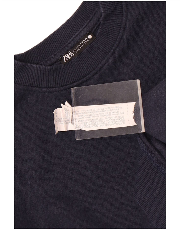 Zara Męska bluza dresowa, mała, granatowa, bawełniana