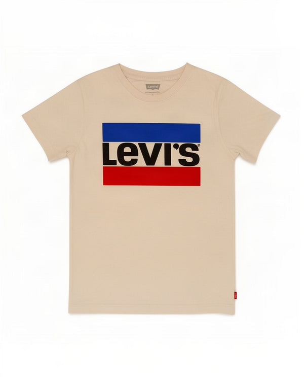 Chłopięcy T-shirt z grafiką Levi's Top 8-9 lat, mały, biały, bawełniany