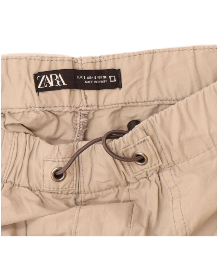 Spodnie damskie Zara Joggers Cargo małe W30 L29 Beżowa bawełna