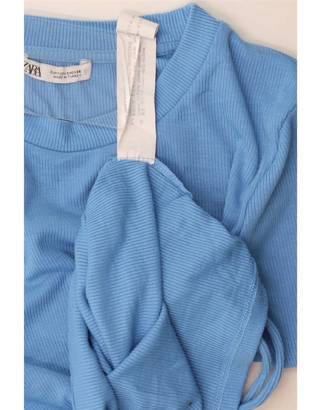 Damska krótka koszulka Zara Top UK 8 Small Blue Polyester