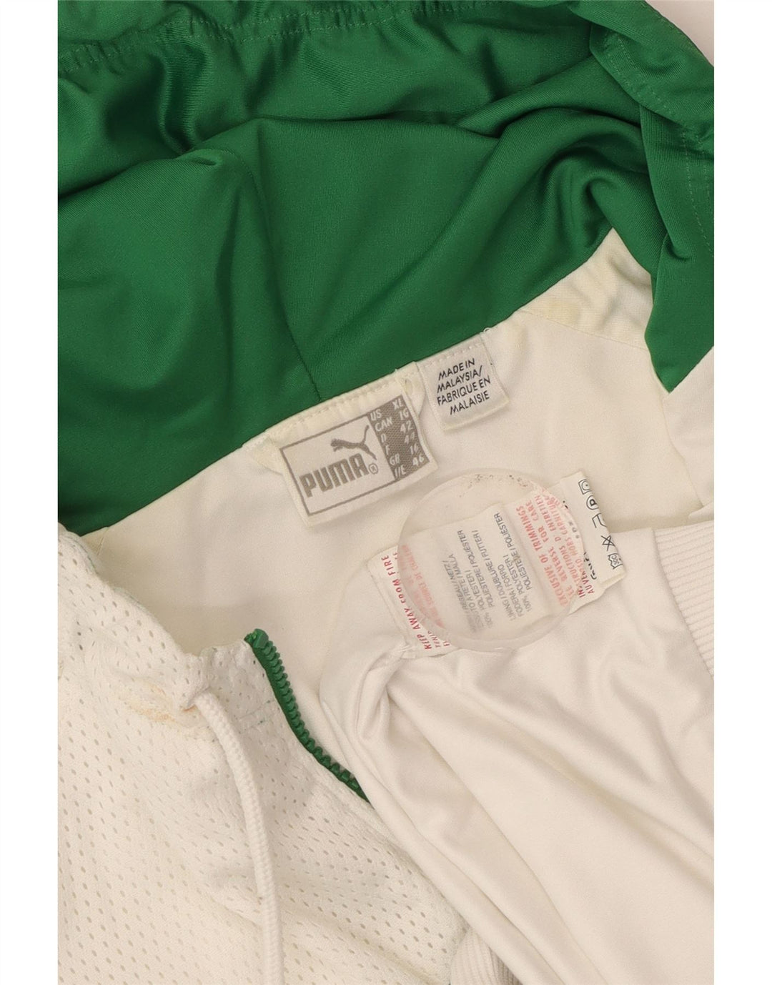 Damska kurtka dresowa z kapturem i kapturem Puma UK 16, duża, biała, z blokami kolorów