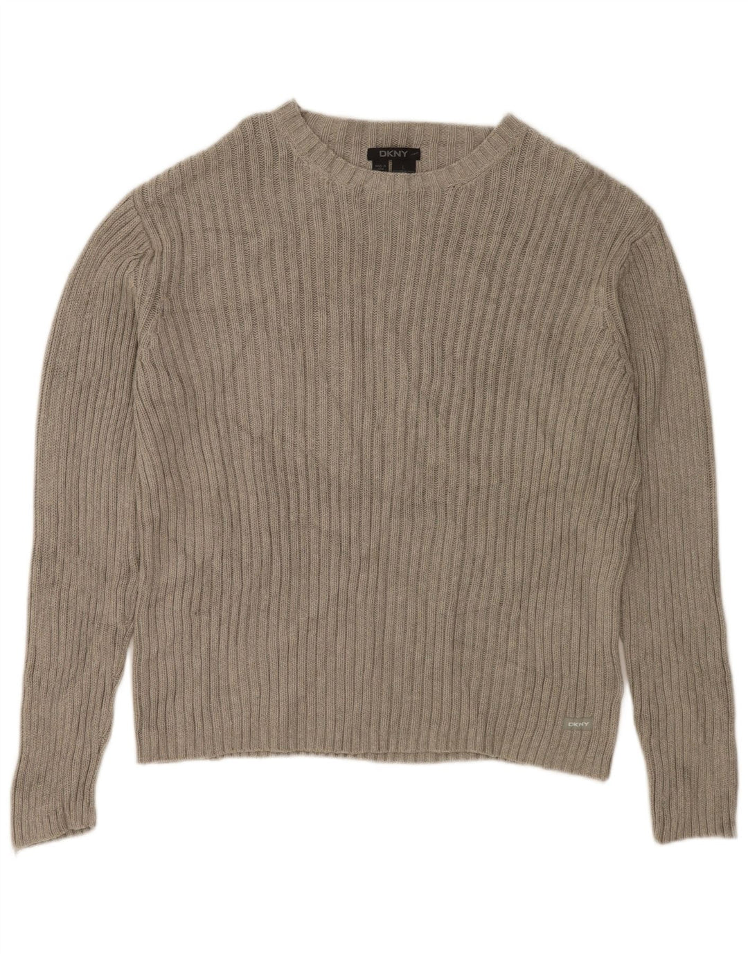 Damski sweter z dekoltem w łódkę DKNY UK 16, duży, szary, bawełniany