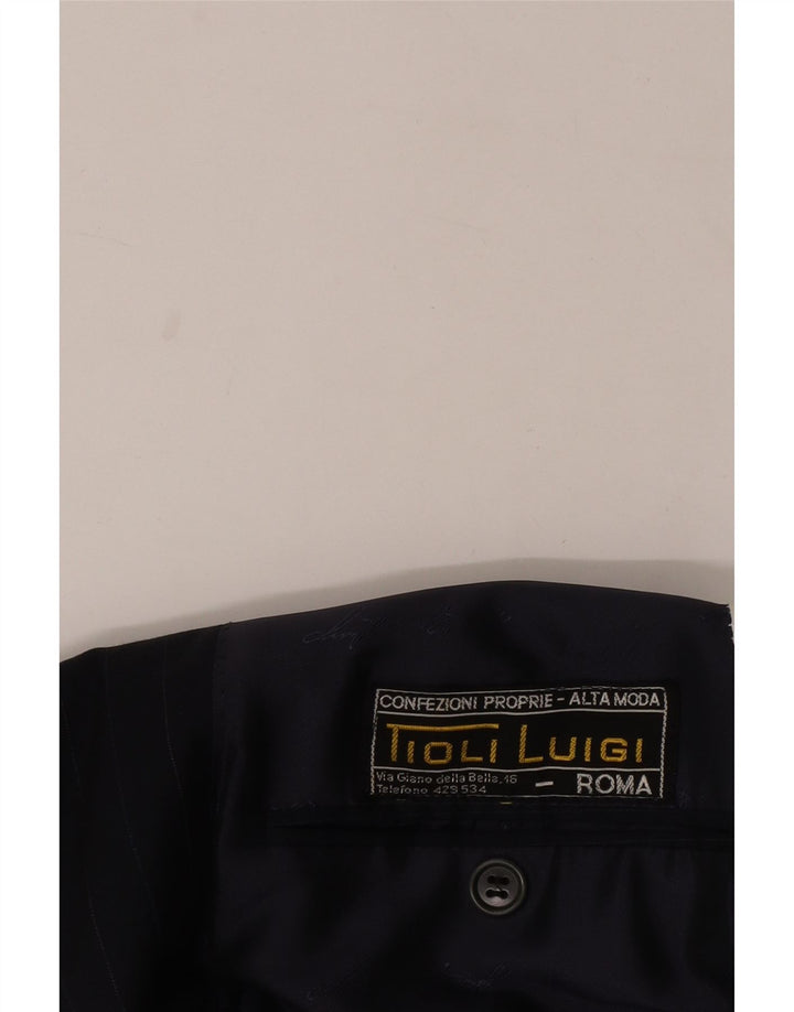 Vintage męska marynarka zapinana na 2 guziki UK 40, duża granatowa w prążki