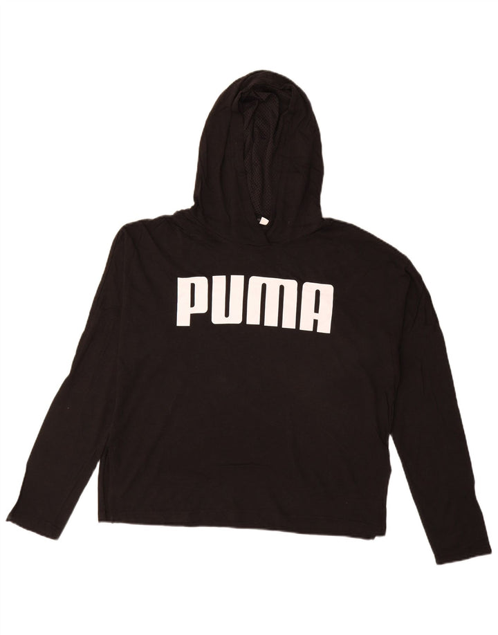 Damska koszulka PUMA Oversize z kapturem i grafiką, z długim rękawem, UK 10, mała czarna