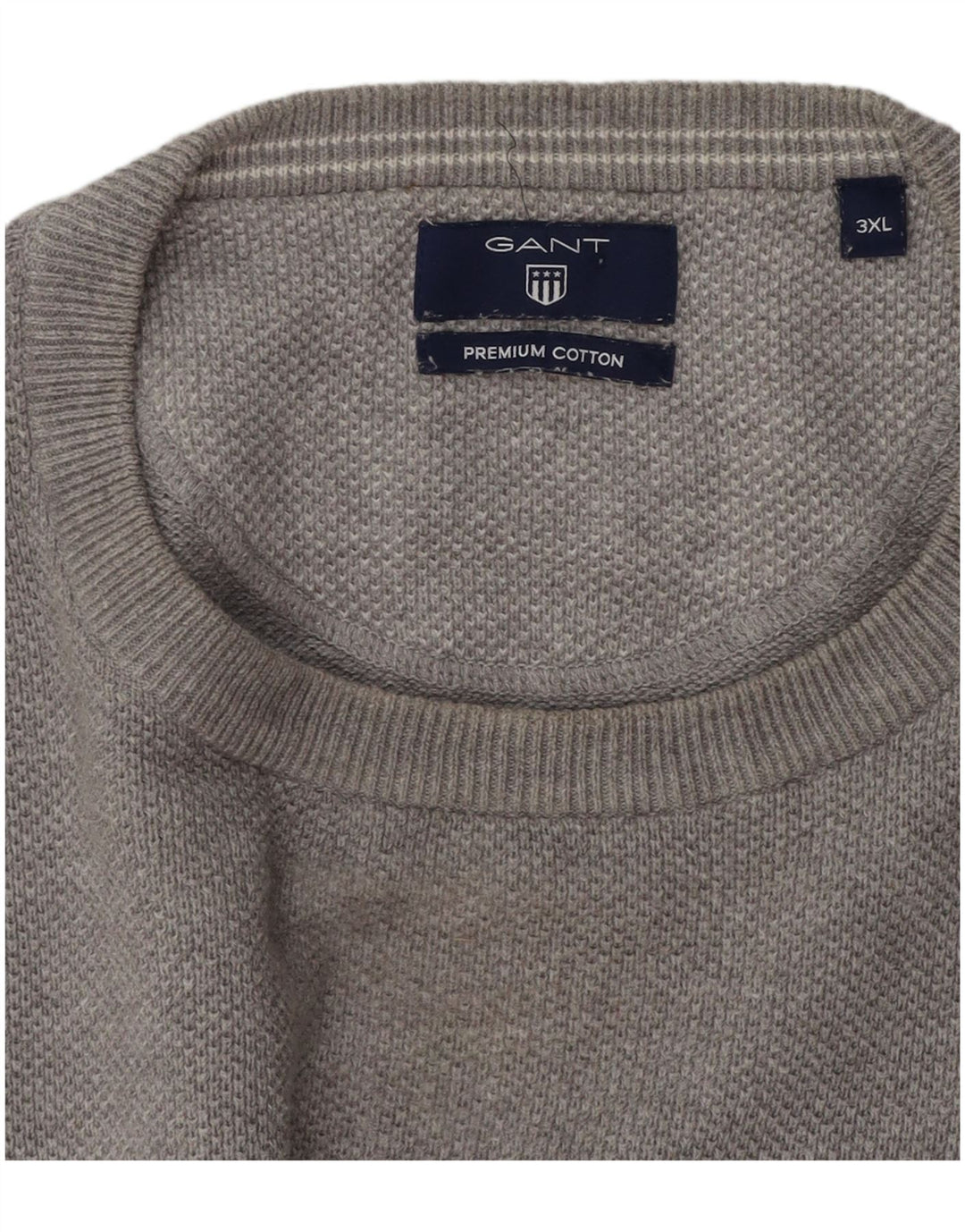 Męski sweter z okrągłym dekoltem Gant 3XL, szara bawełna