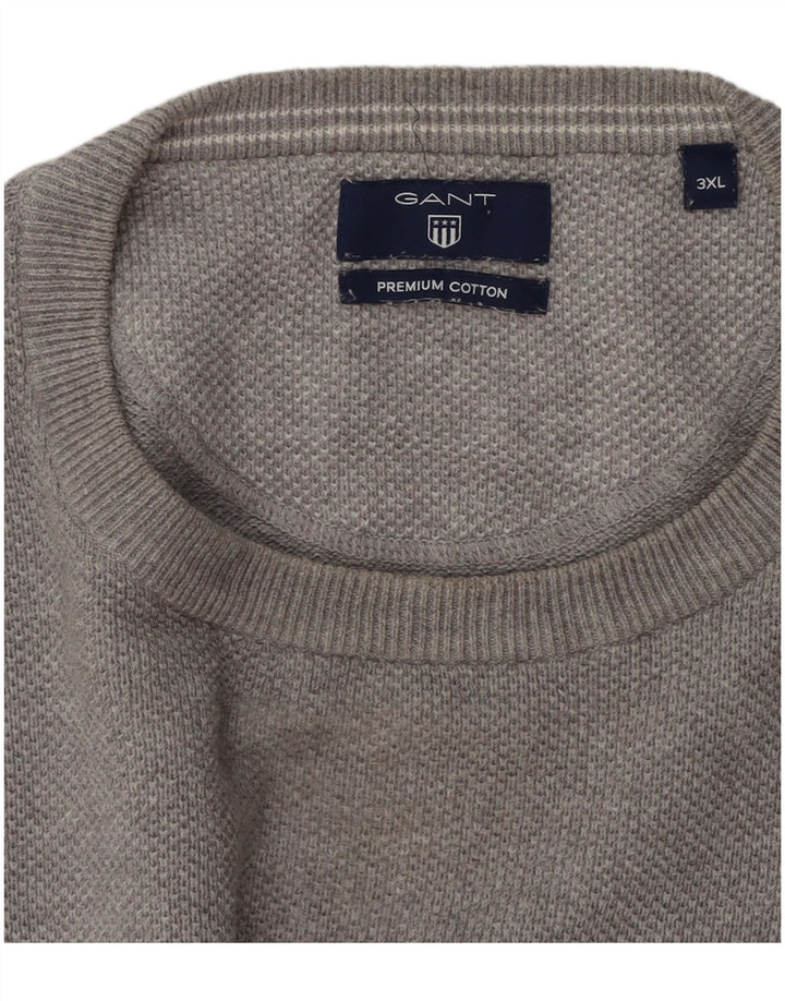 Męski sweter z okrągłym dekoltem Gant 3XL, szara bawełna