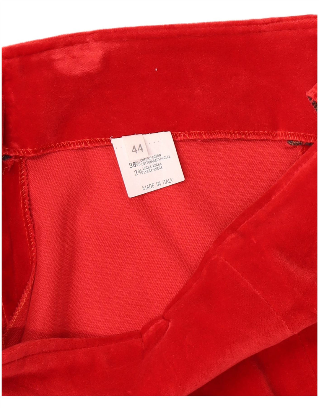 VINTAGE Damska spódnica ołówkowa welurowa IT 44 Medium W26 Czerwona bawełna