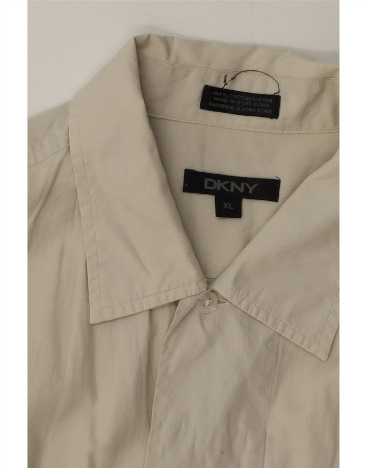 Koszula męska z krótkim rękawem Dkny XL, beżowa, bawełniana