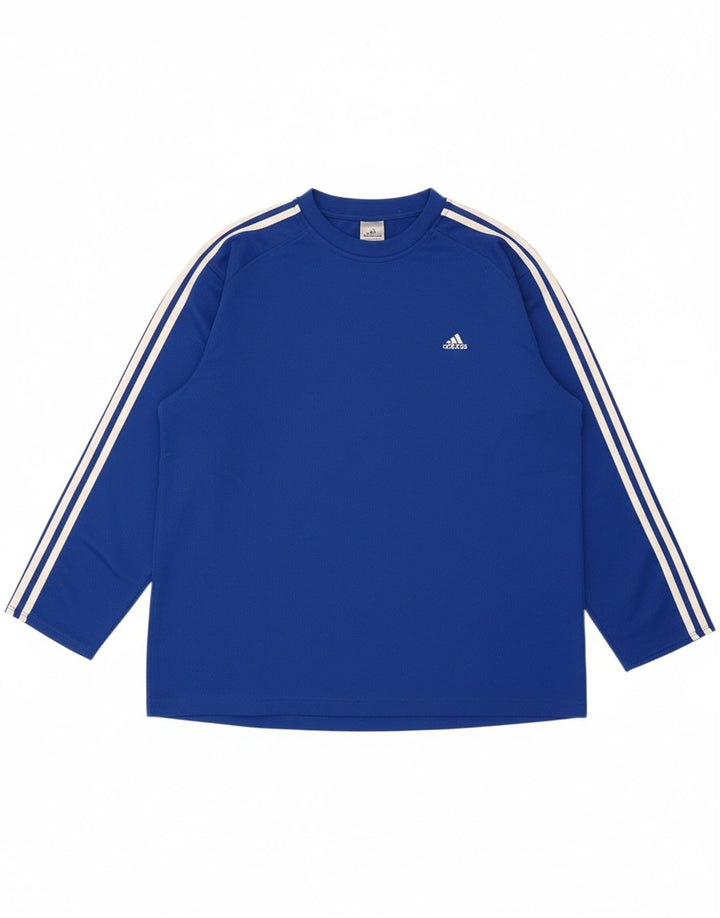 ADIDAS Mens Top Long Sleeve Large Blue Polyester