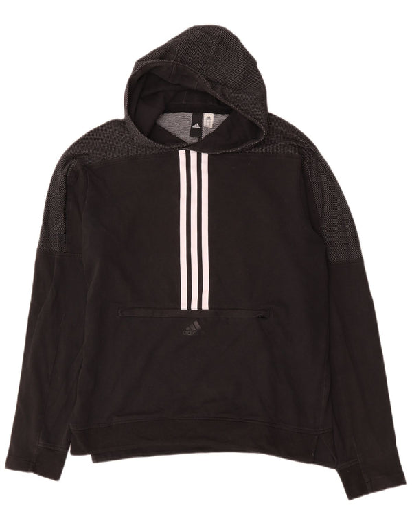 Męska bluza z kapturem Adidas, średnia czarna bawełna