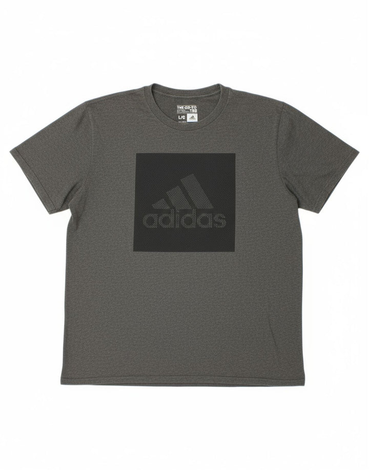 ADIDAS Mens Graphic T-Shirt Top Large Grey Cotton