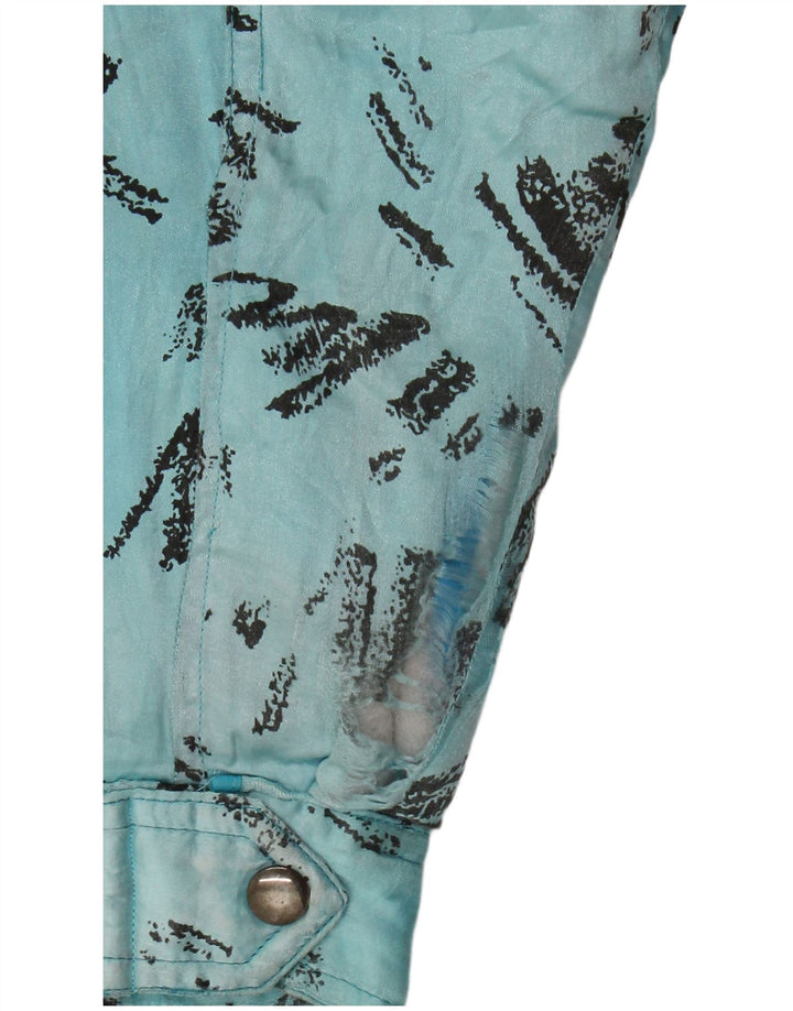 Vintage męska kurtka wiatrówka w abstrakcyjny wzór UK 36 Small Blue