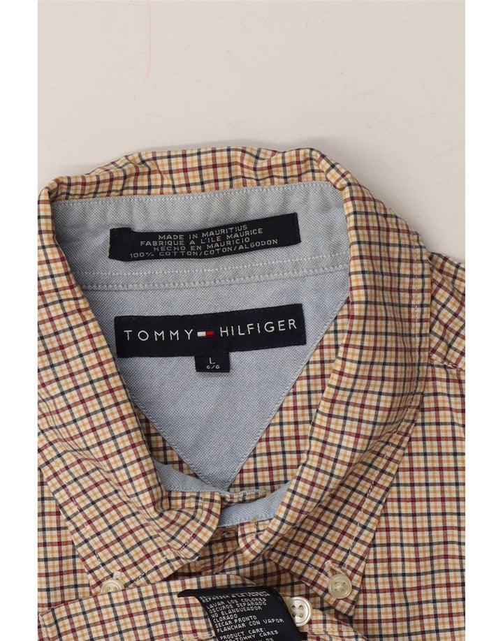 Męska koszula z krótkim rękawem Tommy Hilfiger, duża, wielobarwna, bawełniana krata