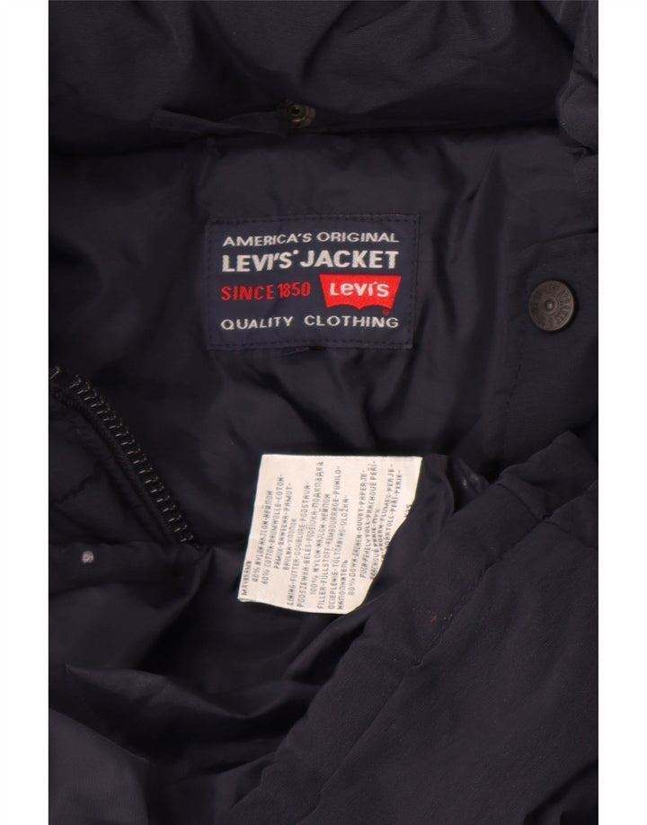 Męska wyściełana kurtka z kapturem i luźnym krojem Levi's UK 42 XL, czarny nylon
