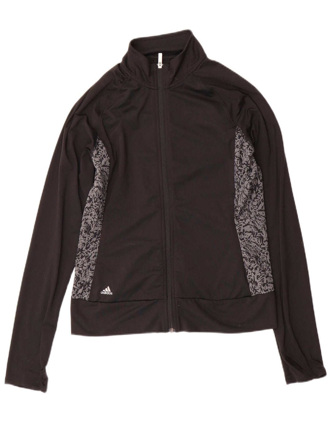 Damska kurtka dresowa ADIDAS UK 10, mała, czarna, z poliestru w blokach kolorów