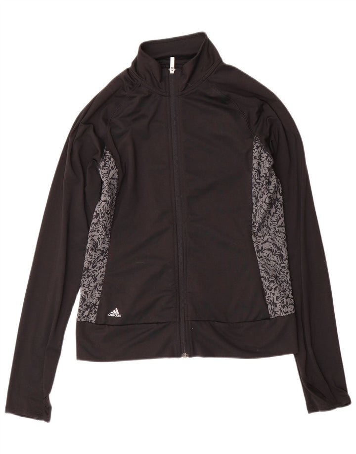 Damska kurtka dresowa ADIDAS UK 10, mała, czarna, z poliestru w blokach kolorów