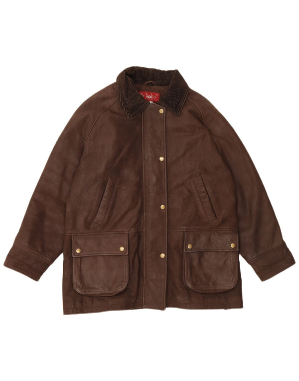 Olly & Co Damska kurtka skórzana oversize UK 12, średni brąz