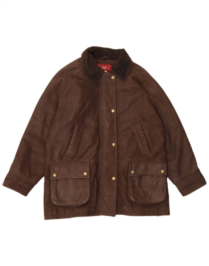 Olly & Co Damska kurtka skórzana oversize UK 12, średni brąz