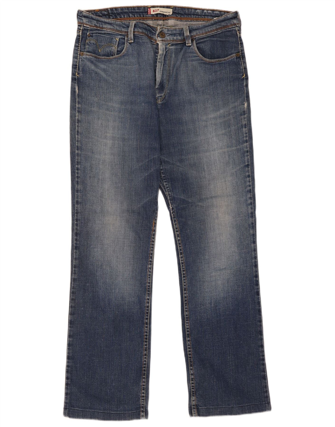 Damskie jeansy Levi's 627 Straight W34 L30 Niebieskie bawełniane