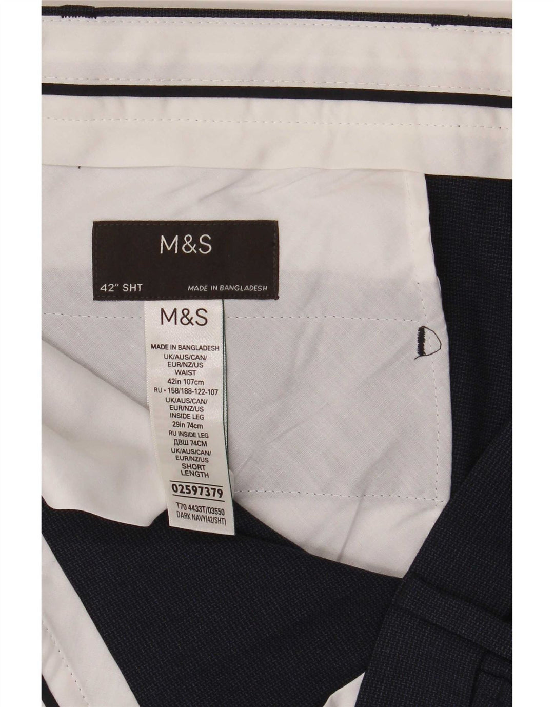 Męskie spodnie Chino Marks & Spencer W42 L29 Granatowy poliester