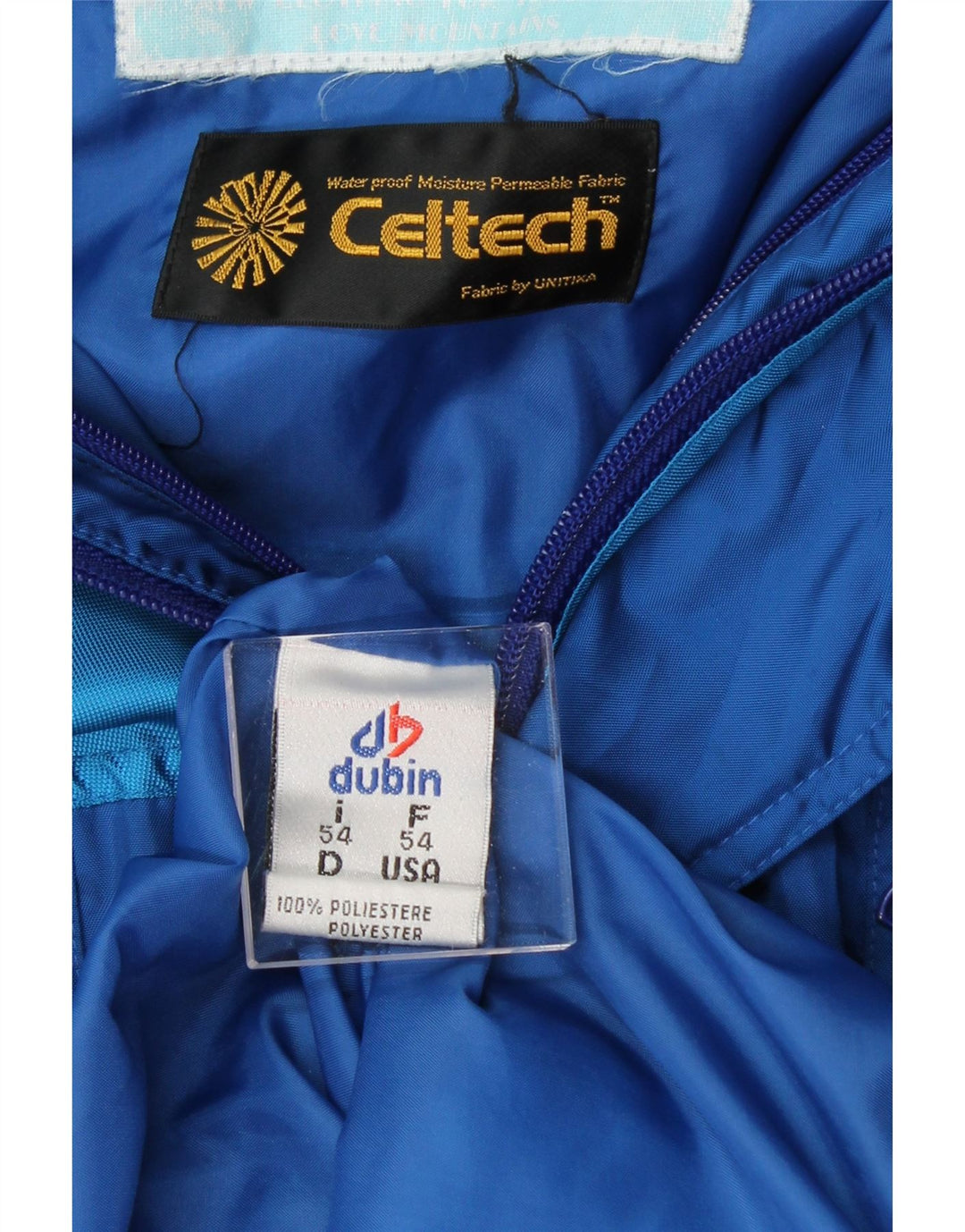 DUBIN Mens Hooded Raincoat IT 54 2XL Blue Colourblock Polyester Vintage Dubin and Second-Hand Dubin from Messina Hembry 