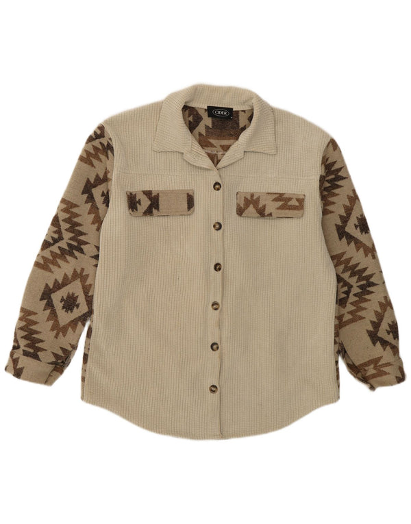 CIDER Damska koszula wierzchnia UK 14 Średni beżowy geometryczny poliester Aztec