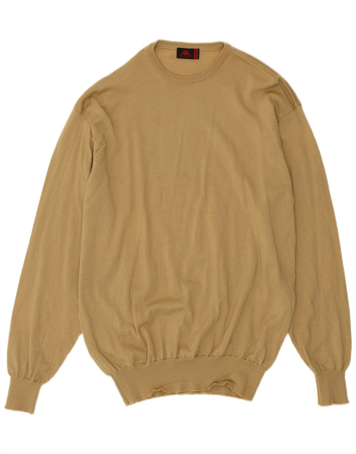 Męski sweter Kappa z okrągłym dekoltem 2XL Beżowa dziewicza wełna