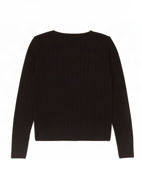 Topshop Damski sweter z dekoltem w kształcie litery V, UK 12, średni czarny akryl