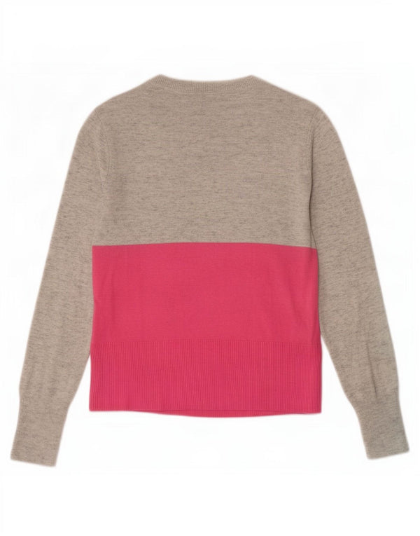 Damski sweter Oasis z graficznym dekoltem w łódkę, UK 10, mały, szary, z blokami kolorów