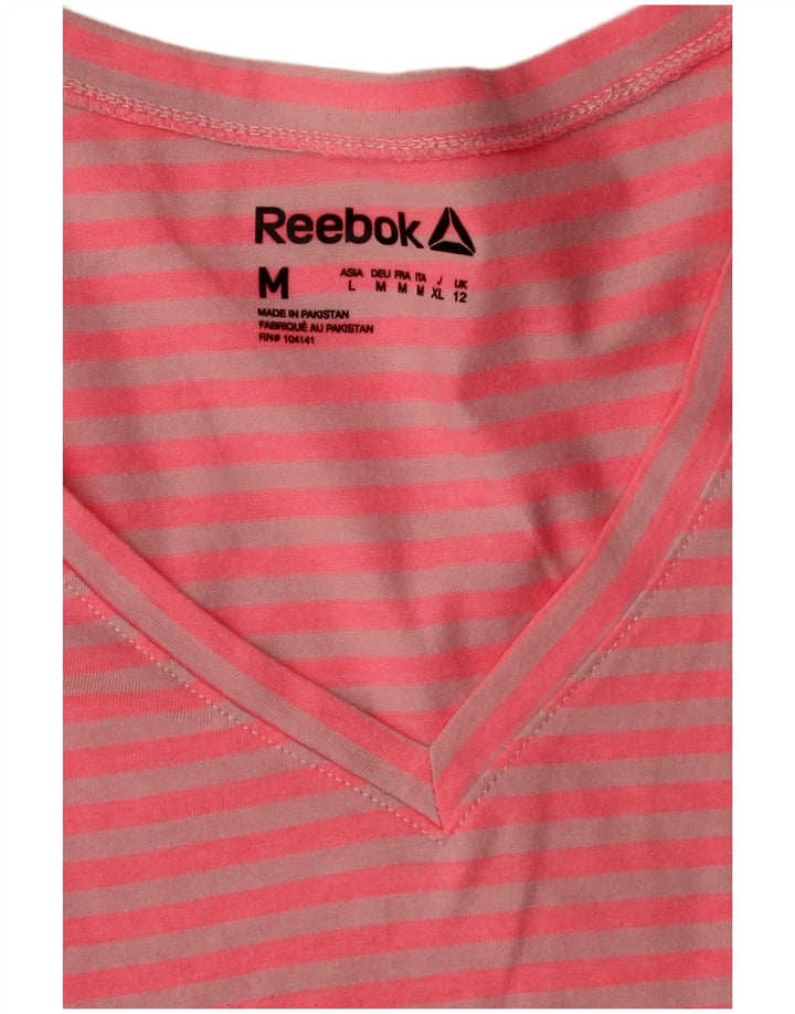 T-shirt damski Reebok Top UK 12 Średni różowy poliester w paski