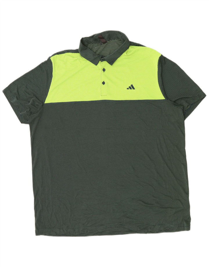 Męska koszulka polo Adidas 2XL Zielony poliester z blokami kolorów
