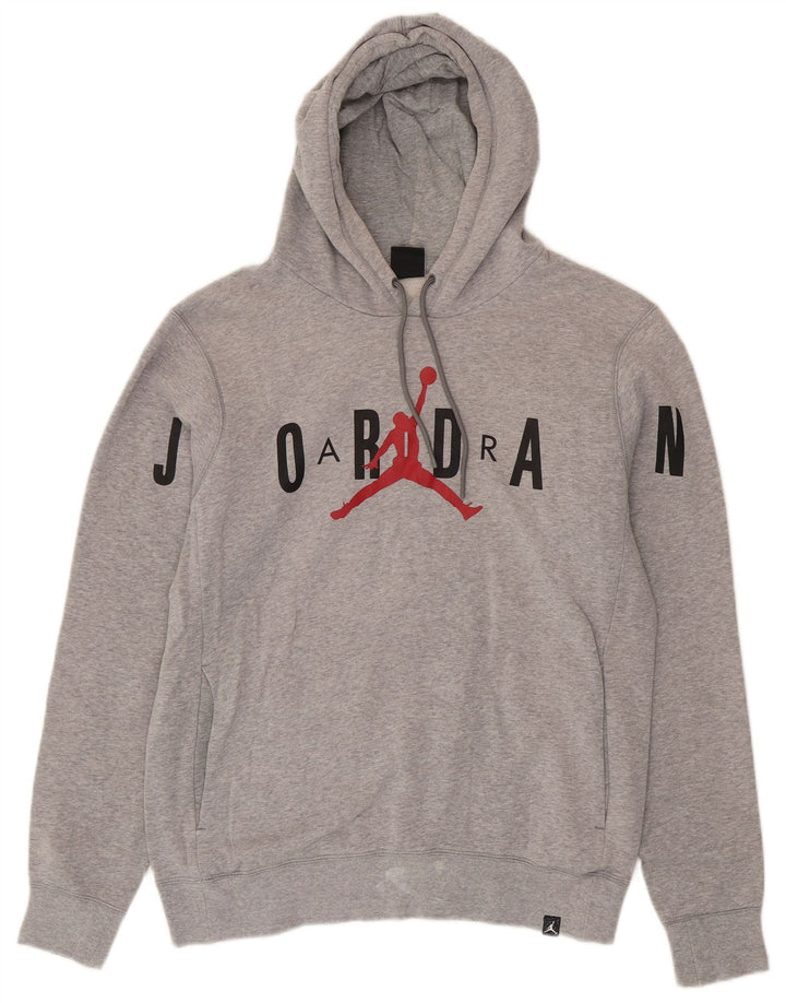Męski sweter z kapturem i grafiką Jordan, średniej wielkości szary, bawełniany nakrapiany