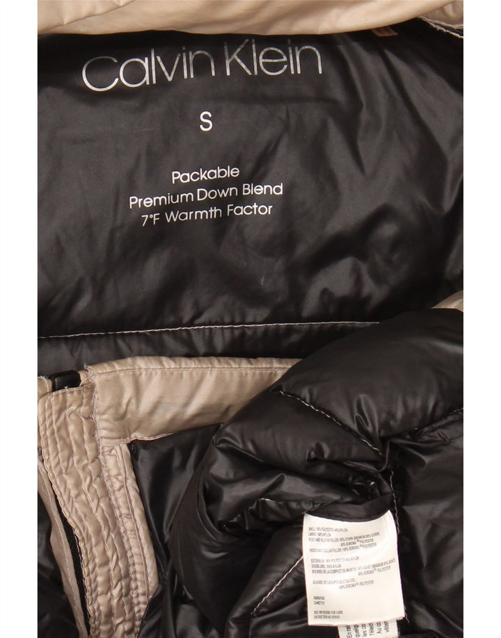Damska ocieplana kurtka z kapturem Calvin Klein UK 10, mała, beżowa, poliester