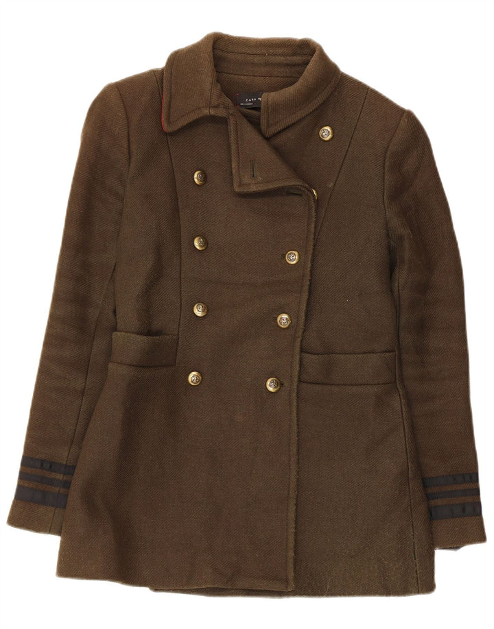Płaszcz damski Zara Pea Coat UK 10 Small, wełna khaki