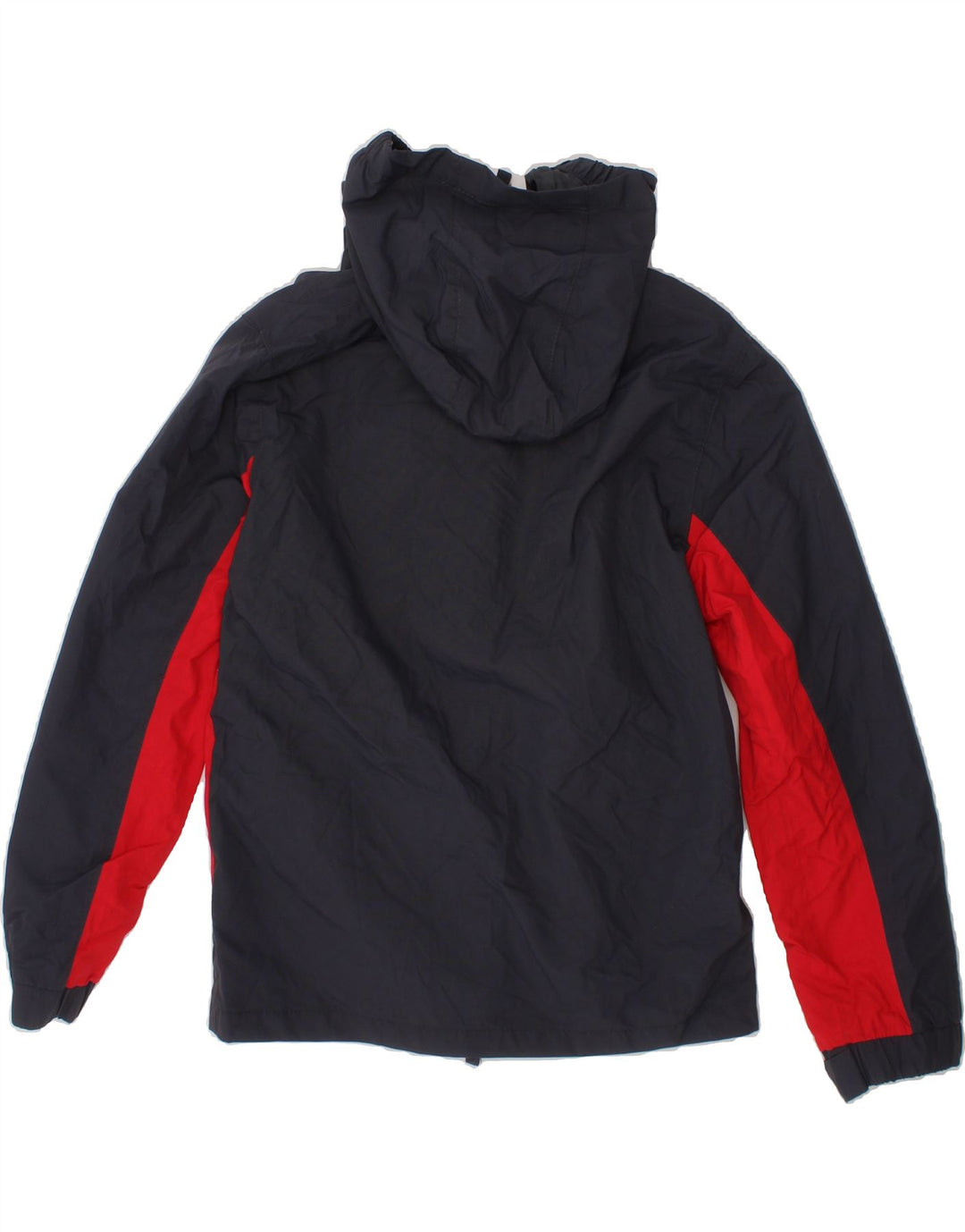 MOUNTAIN WAREHOUSE Boys Hooded Rain Jacket 7-8 Years Navy Blue Colourblock Vintage Mountain Warehouse and Second-Hand Mountain Warehouse from Messina Hembry 