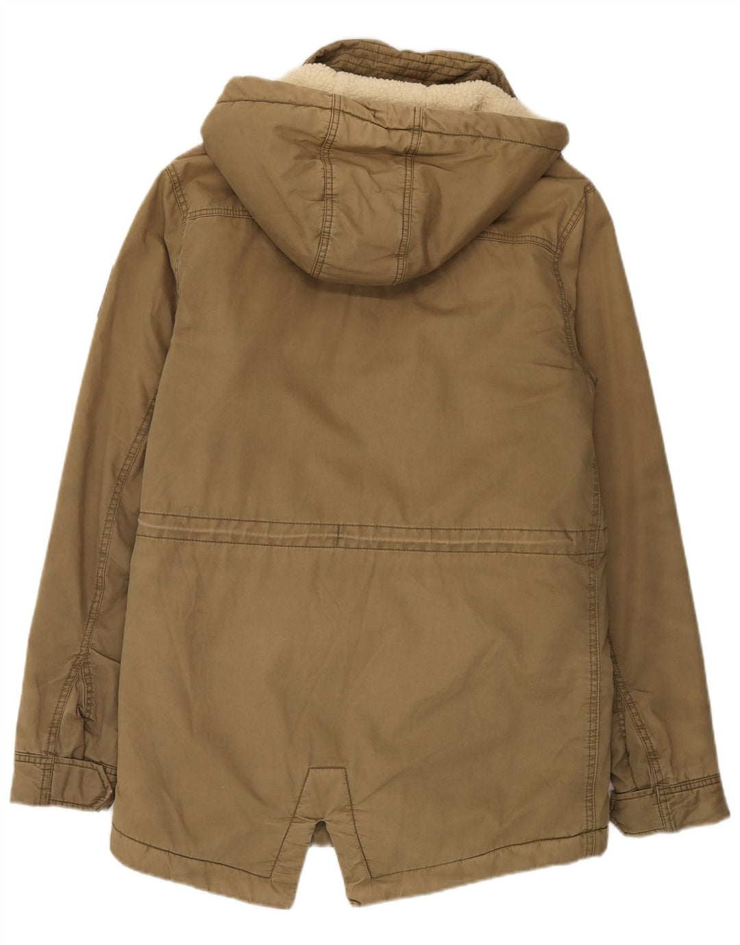 Damska kurtka parka z kapturem Superdry UK 16, duża, bawełniana khaki