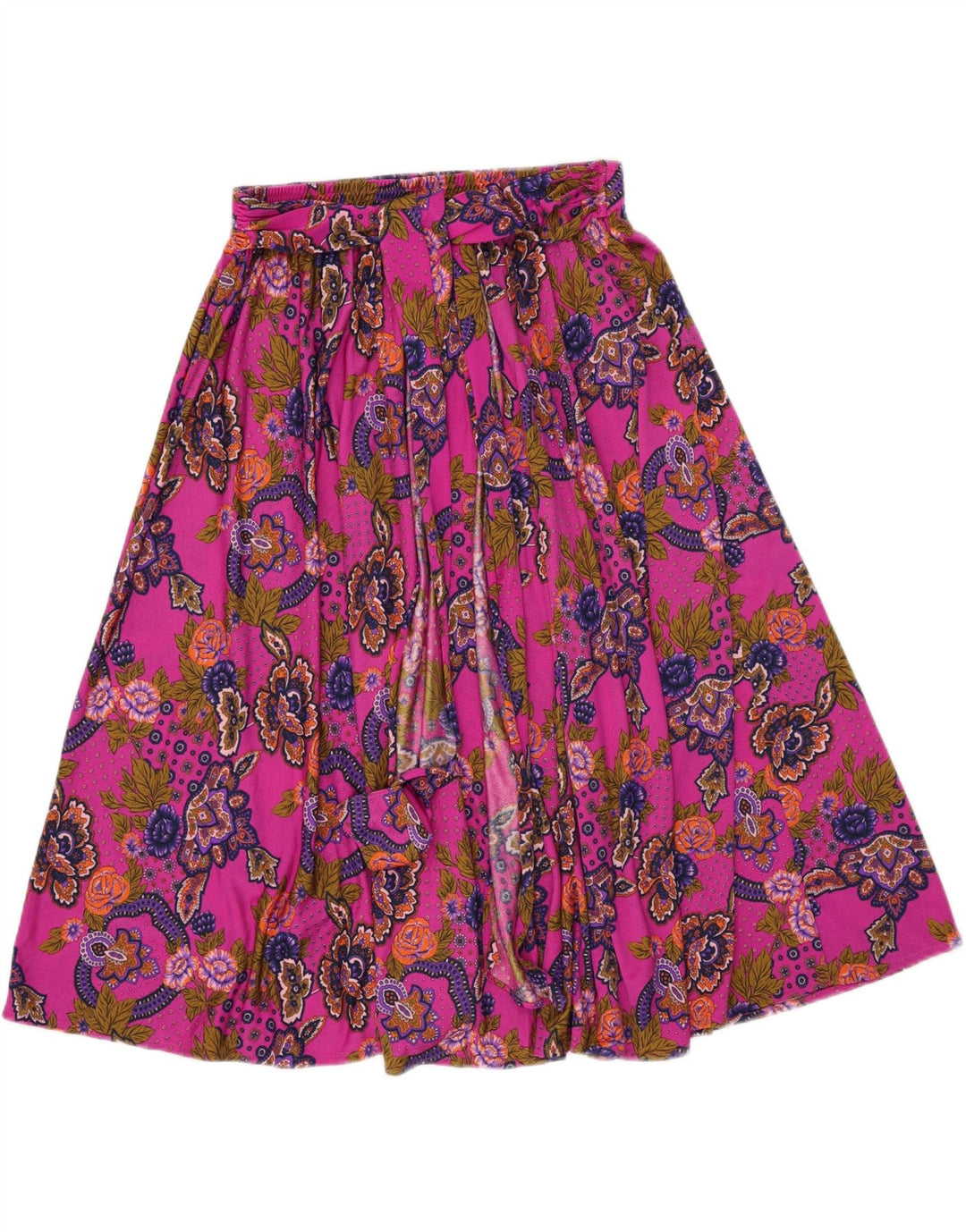 Vintage damska rozkloszowana spódnica W34 duża różowa Paisley