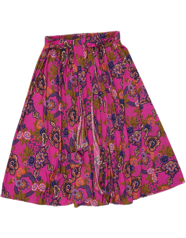 Vintage damska rozkloszowana spódnica W34 duża różowa Paisley