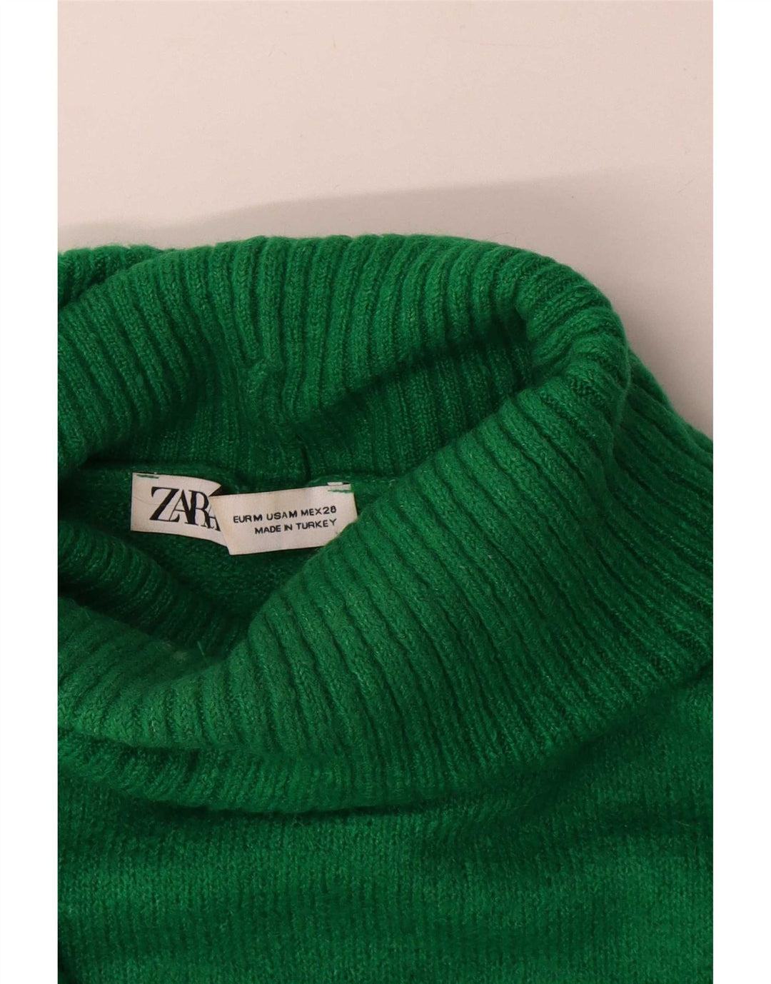 Damski sweter oversize Zara z golfem UK 14, średni zielony