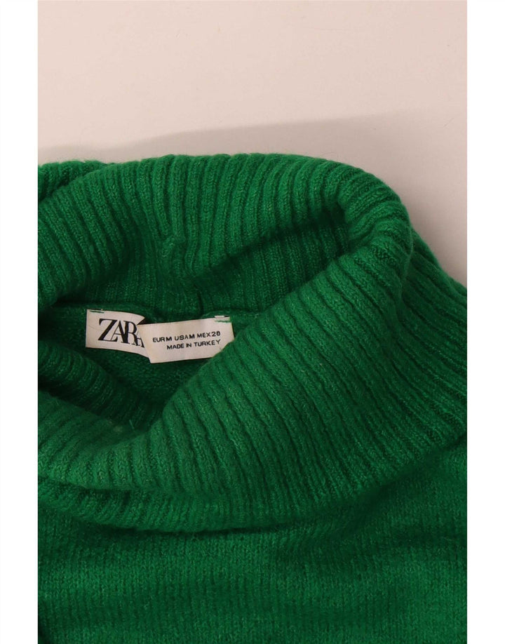 Damski sweter oversize Zara z golfem UK 14, średni zielony
