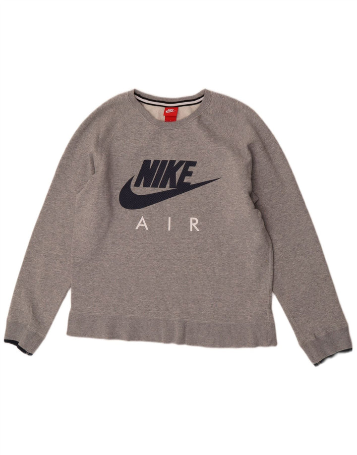 Męska bluza z grafiką Nike, średnia, szara, bawełniana nakrapiana