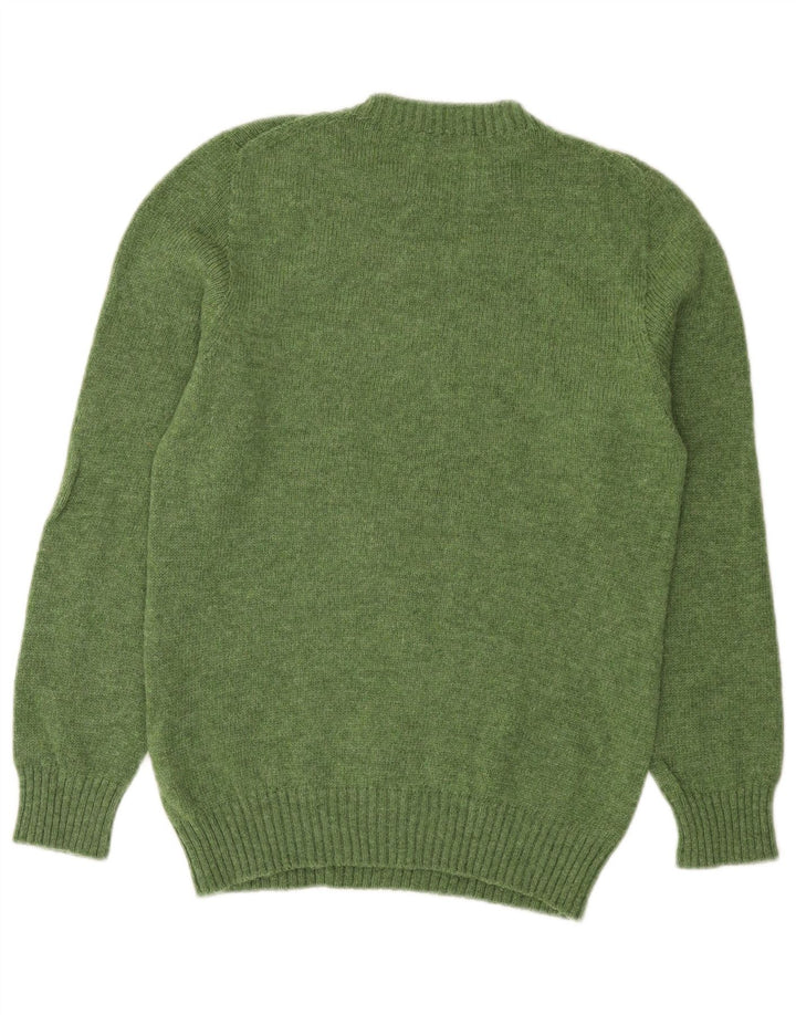 Męski sweter z okrągłym dekoltem Benetton, mała, zielona wełna