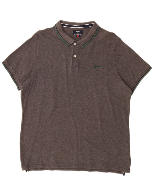 Męska koszulka polo Superdry 2XL, szara, bawełniana