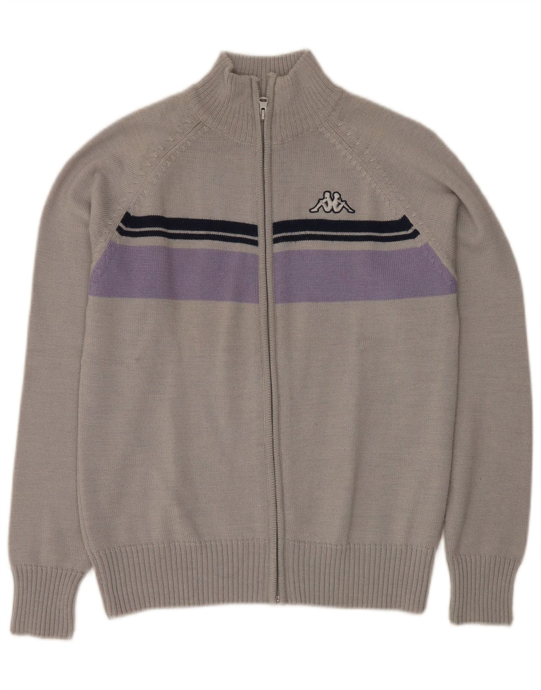 Sweter damski KAPPA, UK 14, średni szary, akryl z blokami kolorów